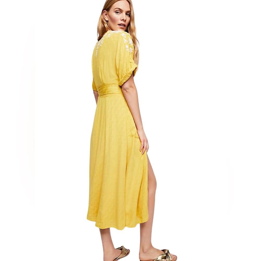 NWT Free People Love To Love You Dress yellow embroidered midi dress Sz S - Picture 4 of 11